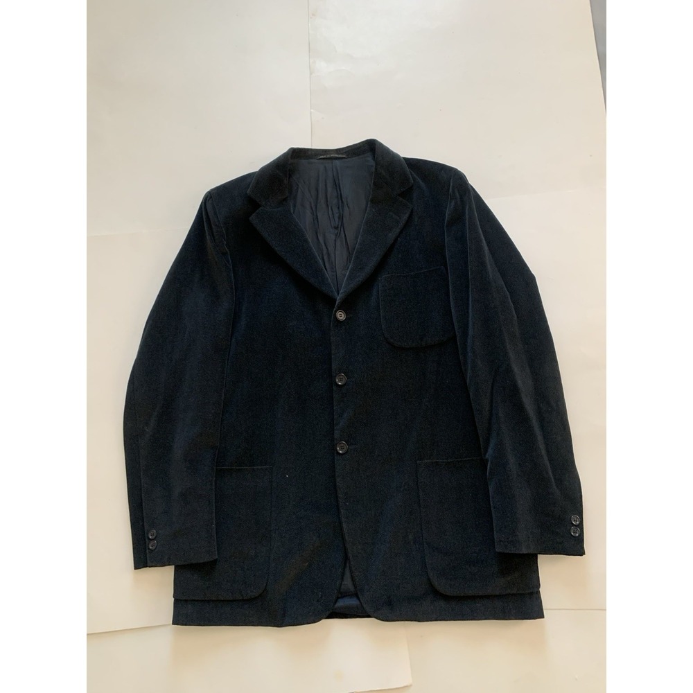 Ermenegildo Zegna Soft Men's 44 Black Corduroy Blazer Switzerland 3 Button